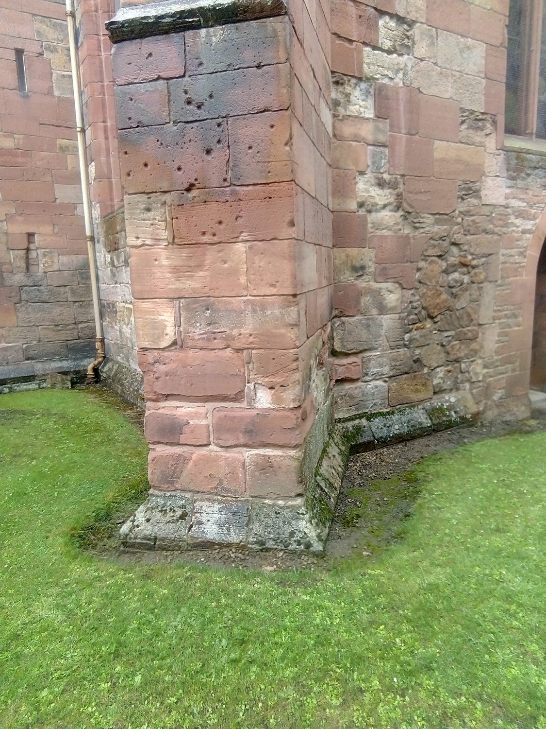 Damage left by English shot in the walls of St Mary's church in Haddington