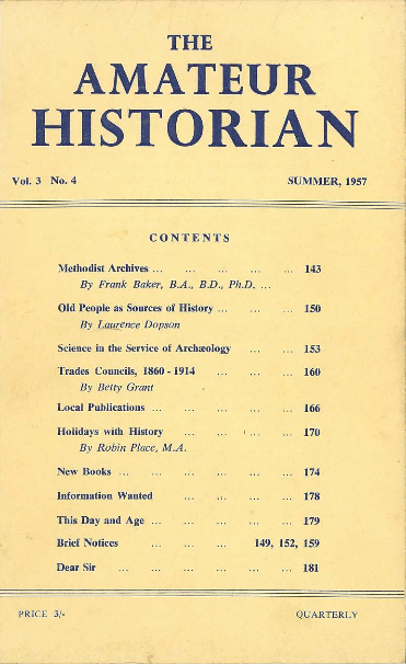 The Amateur Historian Volume 3 Number 4 Summer 1957