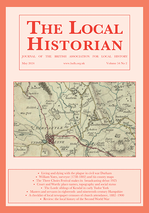 The Local Historian Volume 54 Number 2 May 2024